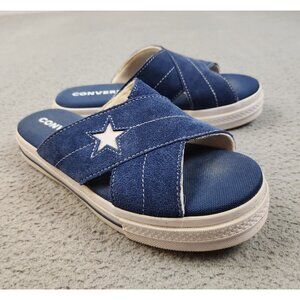 Converse Navy Blue Slide Sandals with Star Detail